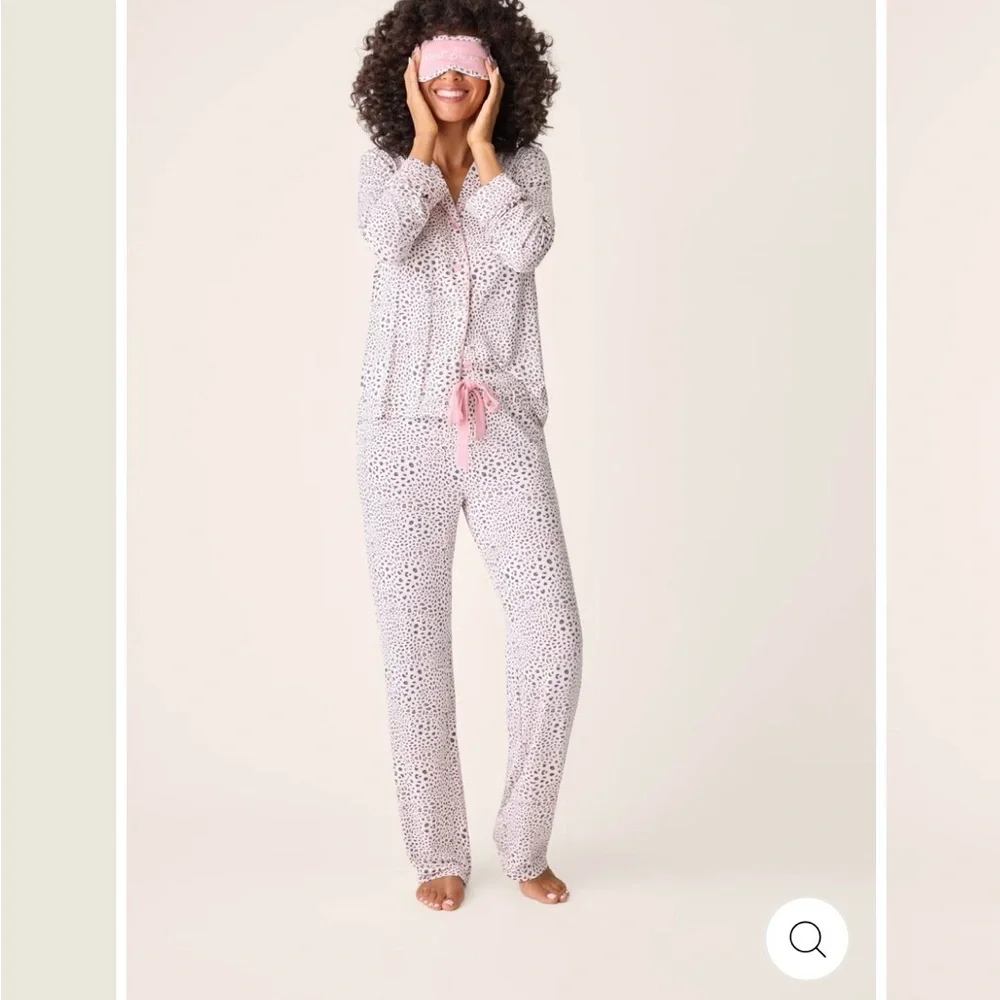 PJ Salvage Pink Leopard-Print Button Pajama Set